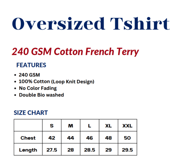 mack and max™ oversized, cotton, french terry t shirt, loop knit design