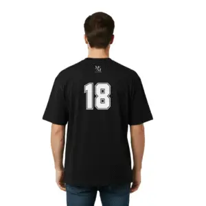 mack and max™ oversized cotton french terry number 18 printed t shirt